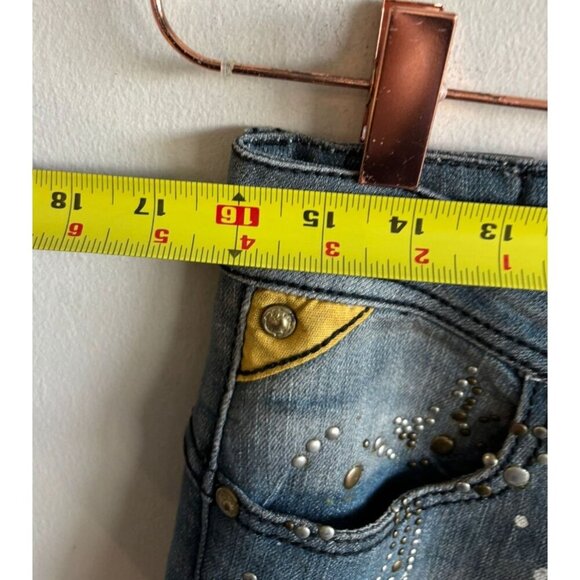 Apple Bottom Womens Y2K Embroidered Stretch Low Rise Denim Jeans Blue Sz 9/10 - Picture 8 of 14